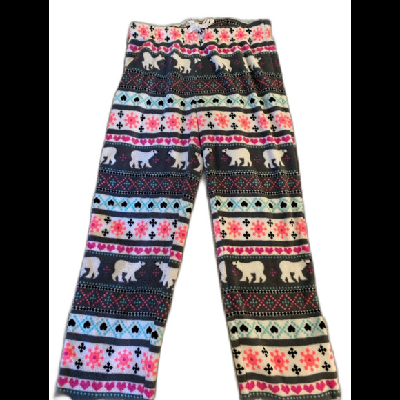 Victor Lounge  Pajama Pants Plus Size 1X Polar Bear Fleece Tie Elastic Waist - Picture 2 of 9